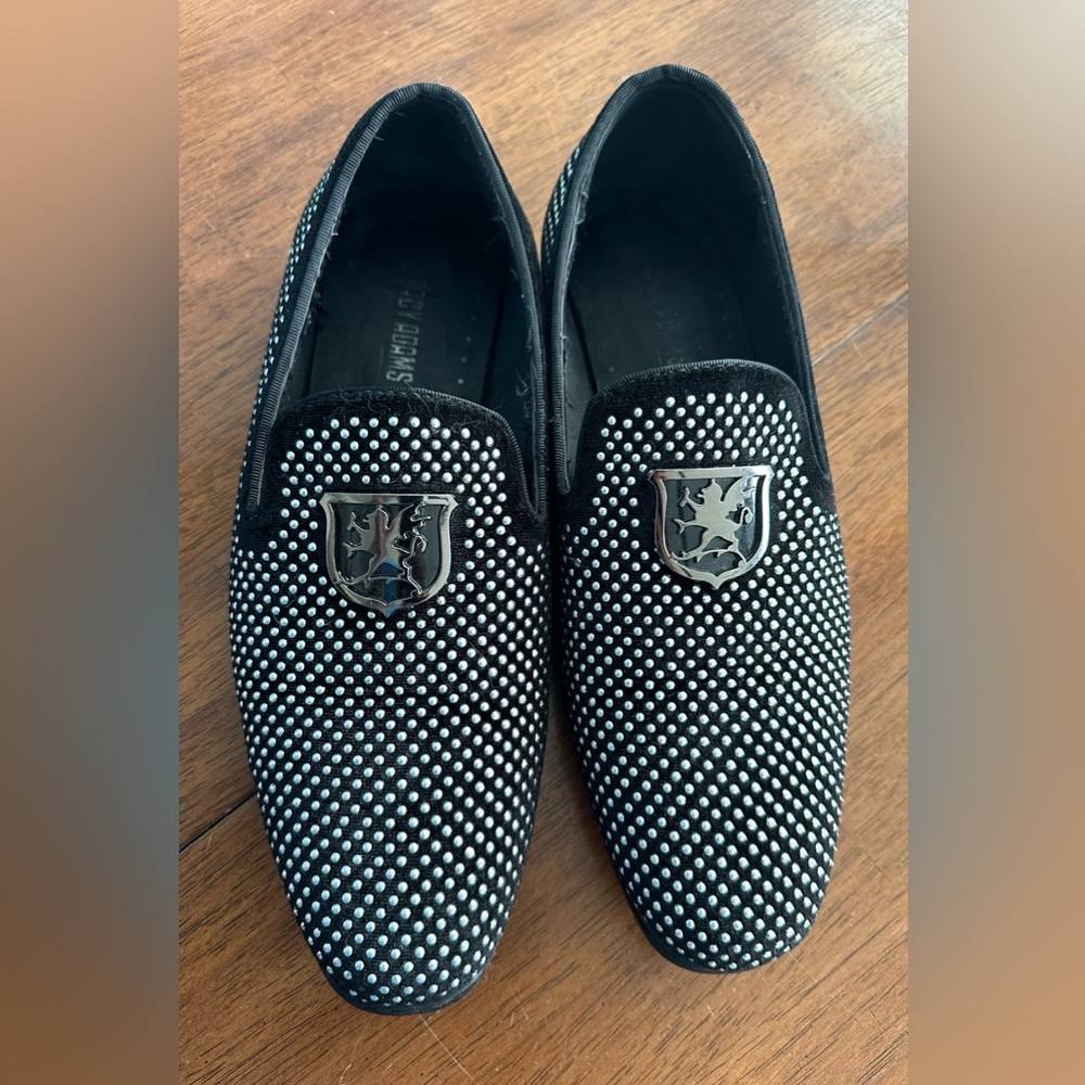 Stacy Adams Men’s Studded Loafers Black Slip-On Dress Shoes Size 7 Swagger